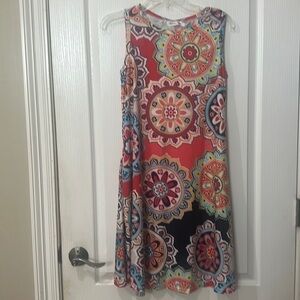Moking top Sz S multicolor crewneck sleeveless swing dress NWT